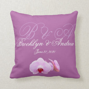 Monogrammerade, strålande Orchid Bröllop Pillows Kudde