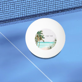 Monogrammerade tropiska palmlöv blå strand pingisboll