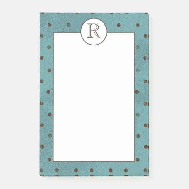 Monogrammerade, tryckfärgade tejp med bruna pricka post-it block (Framsida)