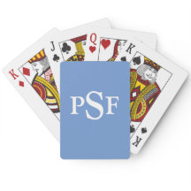 Monogrammerade uppspelningskort Periwinkle och Whi