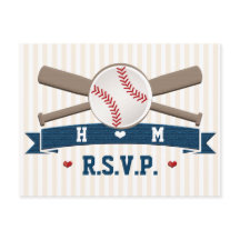 Monogrammerat basebollbröllop RSVP vykort