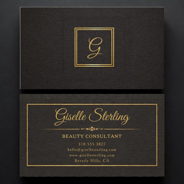 Monogrammerat Guld Svart Professionell Visitkort (Skapare uppladdad)