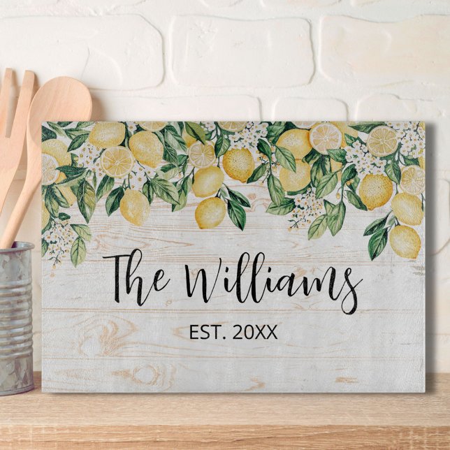 Monogrammerat Gult Citronträd Vitt Trä (In situ)