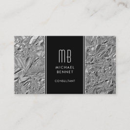 Monogrammerat silver metallisk folie visitkort