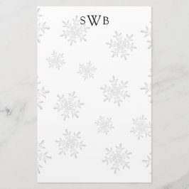 Monogrammerat Snöflinga Blank Julpapper Brevpapper