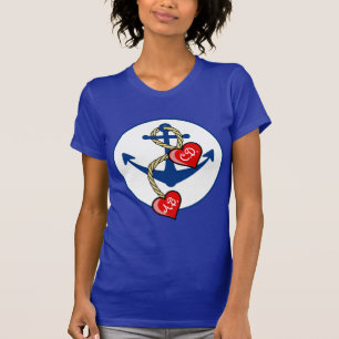 Monogrammet ankrar med hjärtor tee