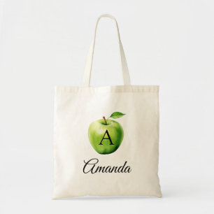 Monogrammet Apple Namn Grönt Tygkasse