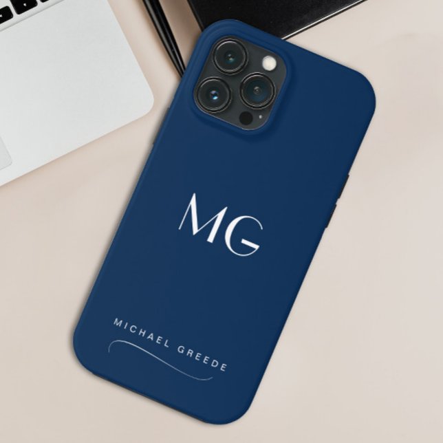 Monogrammet blått minimalistiskt med Namn (Skapare uppladdad)
