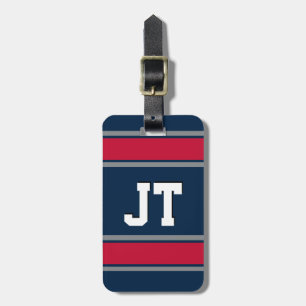 Monogrammet Blue, Red och Silver Sport Rand Bagagebricka