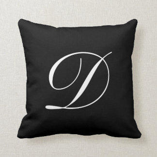 Monogrammet Brev D svart Kudde