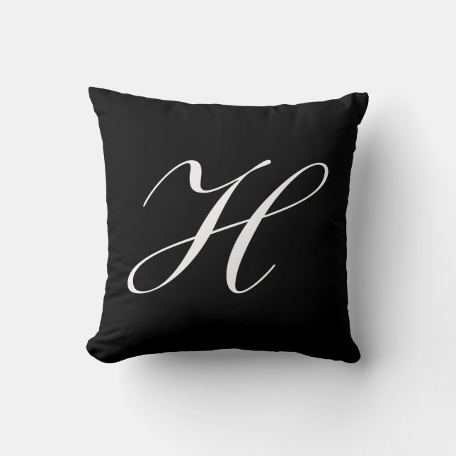 Monogrammet Brev H svart Kudde (Framsida)