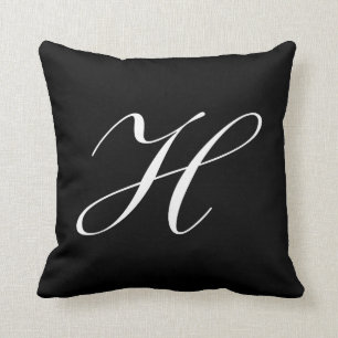 Monogrammet Brev H svart Kudde