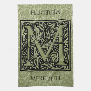 Monogrammet Brev M första Brev Kökshandduk