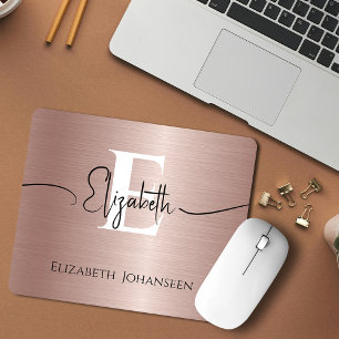 Monogrammet elegant Ro Guld Brushed Metall White Musmatta
