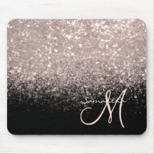 Monogrammet elegant Ro Guld och Svarta Glitter