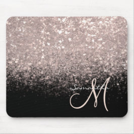 Monogrammet elegant Ro Guld och Svarta Glitter Musmatta