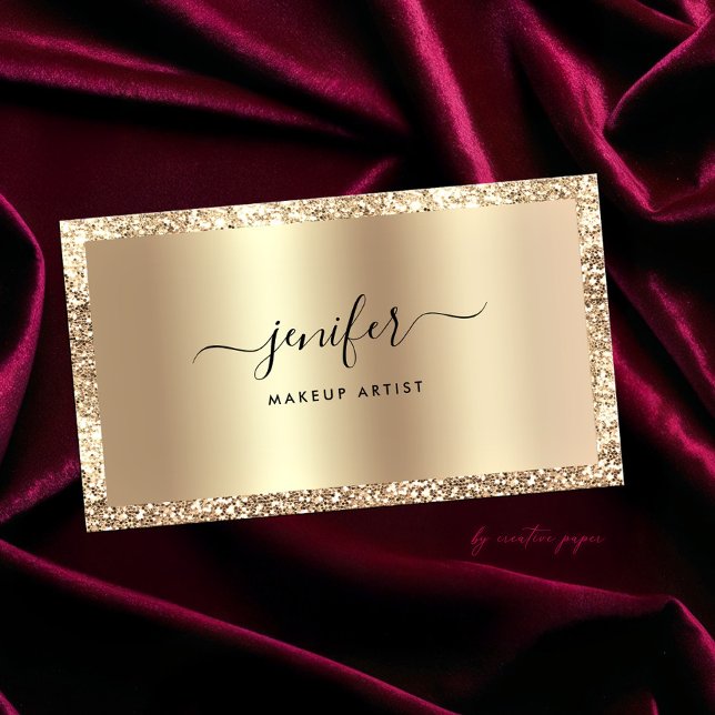Monogrammet Eleganten Luxury Guld Glitter Ram Visitkort (Skapare uppladdad)