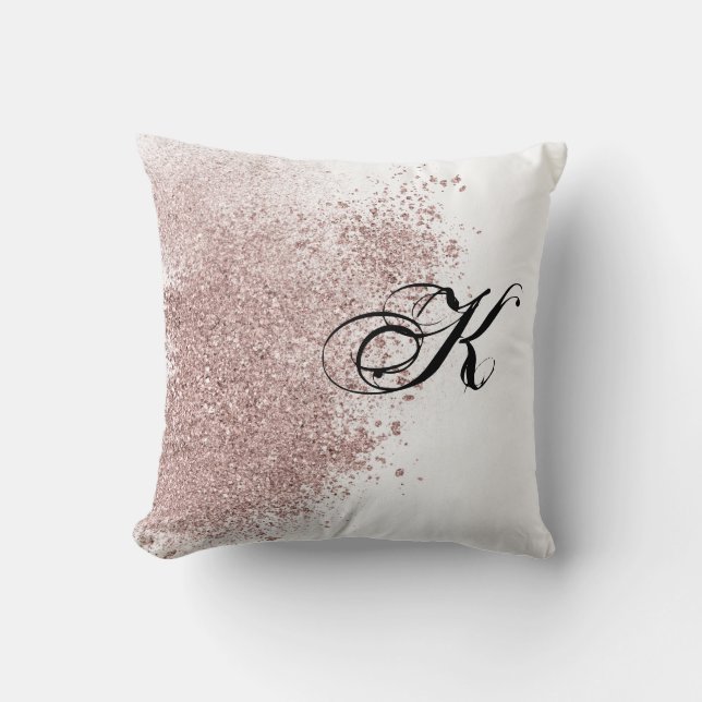 Monogrammet Faux Ro-Guld Kudde (Framsida)