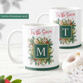 Monogrammet, Festive Greenery och Helgdag Cookies Kaffemugg