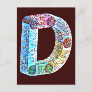 Monogrammet fet brev D Vykort