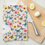Monogrammet för botaniskt mönster blommigt med vat kökshandduk<br><div class="desc">Vattenskärtad kökshandduk av botaniskt mönster-blommigt med monogrammet. Lägg till ett eget monogram för att anpassa.</div>