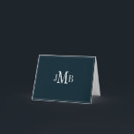 Monogrammet för marin och vit färg har vistatsTack Tack Kort<br><div class="desc">Tungblå bakgrund med vit initialer med monogrammet och vikt tack för affärskorrespondens,  vilket är ett tomt,  vitt invändigt Underbar.</div>