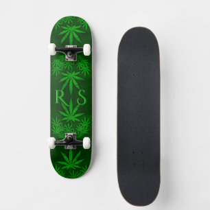 Monogrammet grönt Ogräs Mini Skateboard Bräda 18,5 Cm