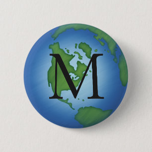 Monogrammet grönt Planet Earth Knapp