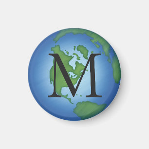 Monogrammet grönt Planet Earth Magnet