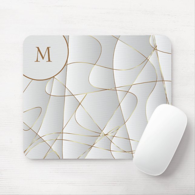 Monogrammet Guld Linjer Musmatta (Med mus)