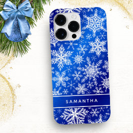 Monogrammet jul Blue White Snöflingor