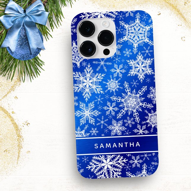 Monogrammet jul Blue White Snöflingor (Skapare uppladdad)