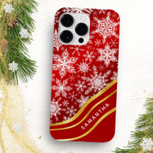 Monogrammet jul Red Guld White Snöflingor