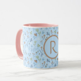 Monogrammet Meadow Flowers Blue Mugg