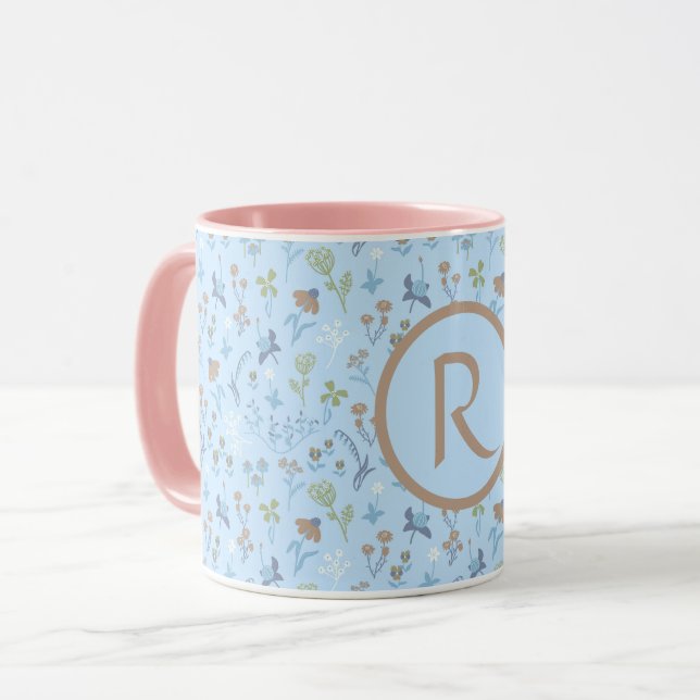 Monogrammet Meadow Flowers Blue Mugg (Framsida vänster)