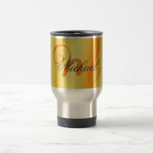 Monogrammet Minimalistiskt vanligt Guld Färg Resemugg