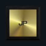 Monogrammet Modern Metallic Guld utseende Minnesask<br><div class="desc">Den monogrammade mallens moderna metalliska Guld-Eleganten Keepsaki Gift-ruta.</div>