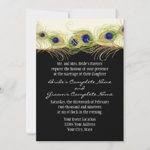Monogrammet Monogrammed modern Swirl Peacock Feath Inbjudningar