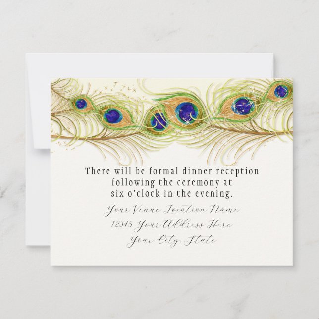 Monogrammet Monogrammed modern Swirl Peacock Feath Inbjudningar (Framsida)