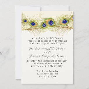 Monogrammet Monogrammed modern Swirl Peacock Feath Inbjudningar