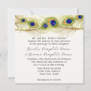 Monogrammet Monogrammed modern Swirl Peacock Feath Inbjudningar