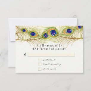 Monogrammet Monogrammed modern Swirl Peacock Feath OSA Kort