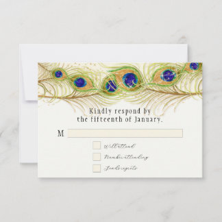 Monogrammet Monogrammed modern Swirl Peacock Feath OSA Kort