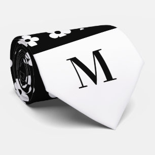 Monogrammet Necktie för vita och svarta Daisy Slips