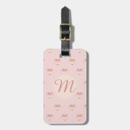Monogrammet Precious Ro Guld Heart Mönster Bagagebricka
