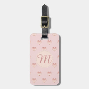 Monogrammet Precious Ro Guld Heart Mönster Bagagebricka