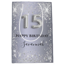 Monogrammet Quinceanera silver glitter