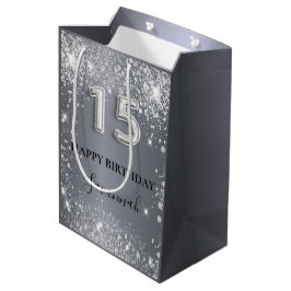 Monogrammet Quinceanera silver glitter
