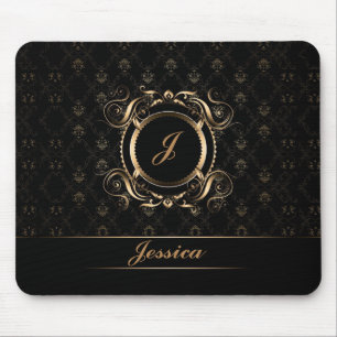 Monogrammet Ram i Blommigten Black & Guld Musmatta