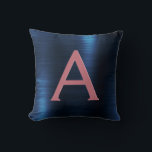 Monogrammet ro Guld och marinblått metallfenat Kudde<br><div class="desc">Rosa - Ro Guld och marin blå faux Metallic Foil Brushed Metall Monogram Namn och Initial Pillow. Kudden ger perfekten åt någon som dekorerar hennes rum i Ro Guld och Midnight Blue.</div>